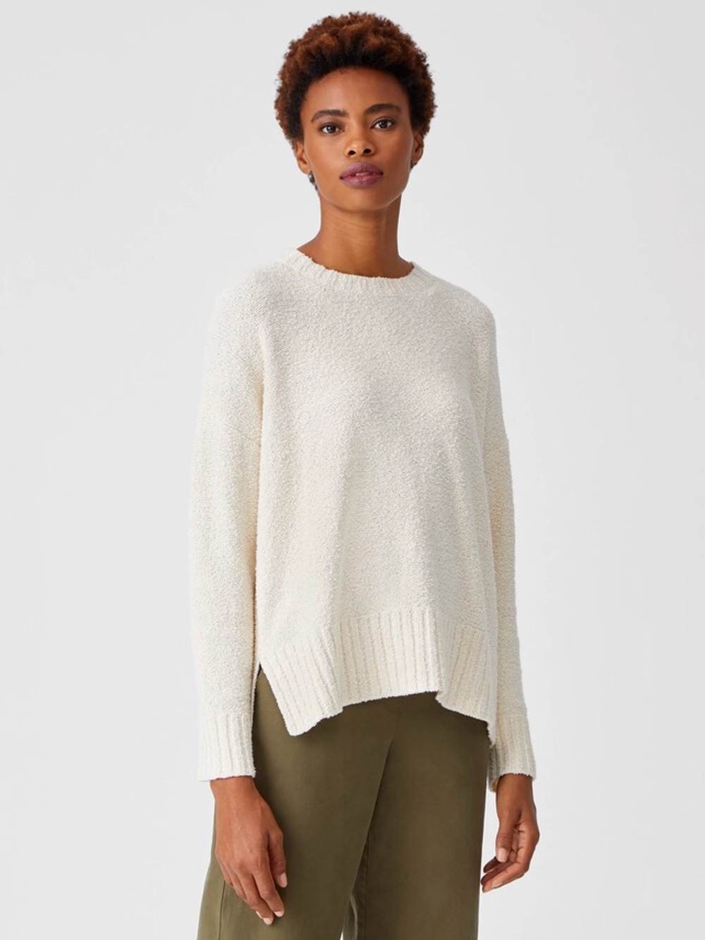 Eileen Fisher Peruvian Organic Cotton Boucle Box-Top Size M